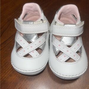 Stride Rite White and Silver Baby Shoes